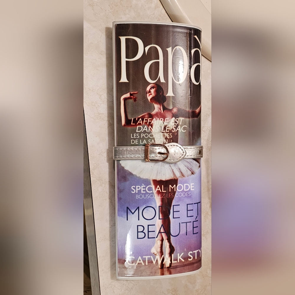 Papa Magazine Cover Clutch with Silver Accents
